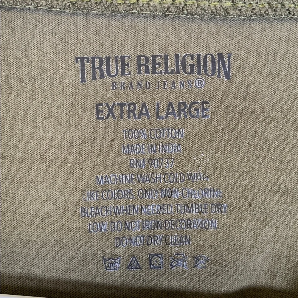 True Religion V-Neck Olive Shirt Size XL EUC #5103